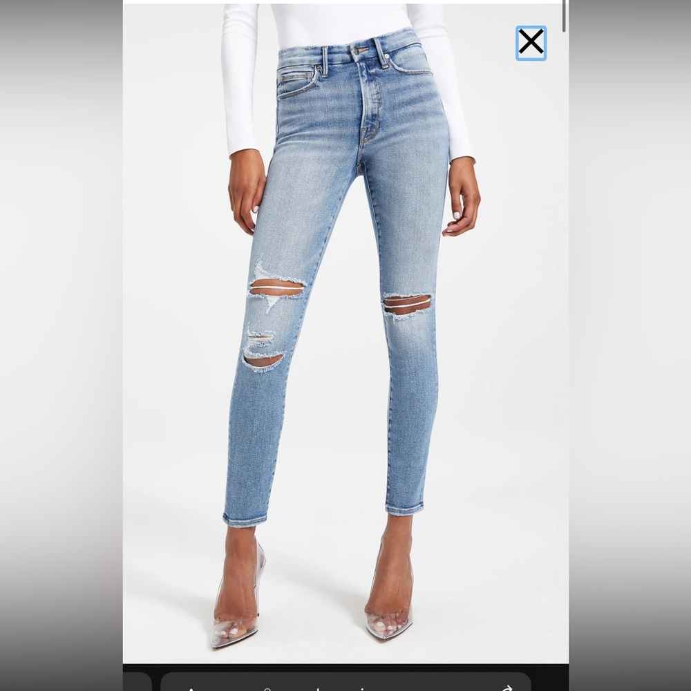 NWT, Good American Good Legs Skinny Distressed in Indigo